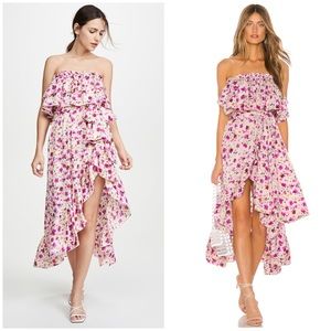 NEW MISA Los Angeles Sabella Floral Strapless Midi